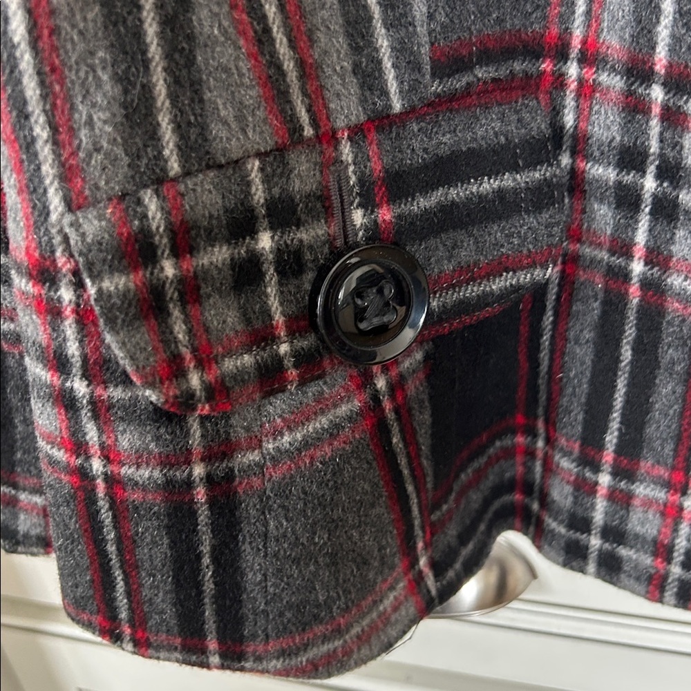 Talbots Black, Gray & Red Plaid Blazer Jacket - Picture 4 of 13